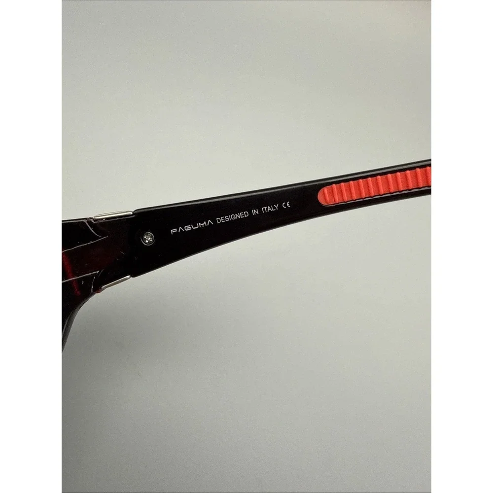 Faguma F120 AUTHENTIC BLACK/RED Polarized Wrap Sunglasses 100% UV Protection NWT